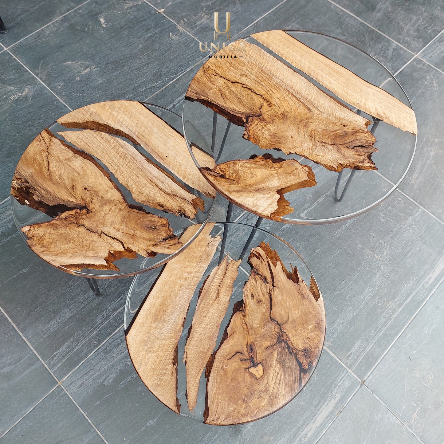 Live Edge Walnut Resin Coffee Table